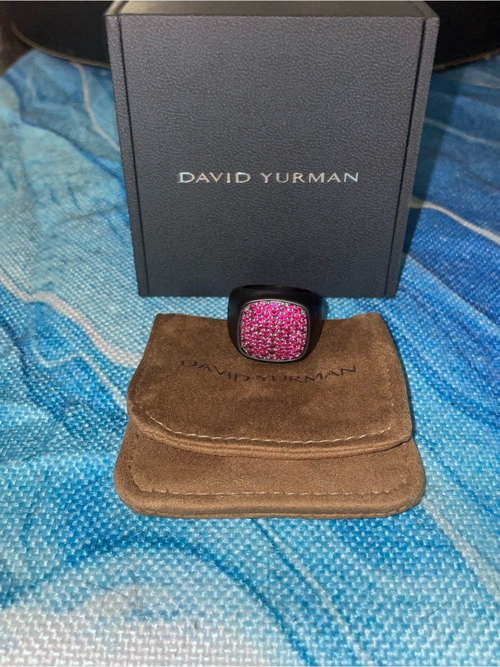 David Yurman Red Ruby Pavé Cushion Ring AUTHENTIC! 8.5 - Picture 5 of 16